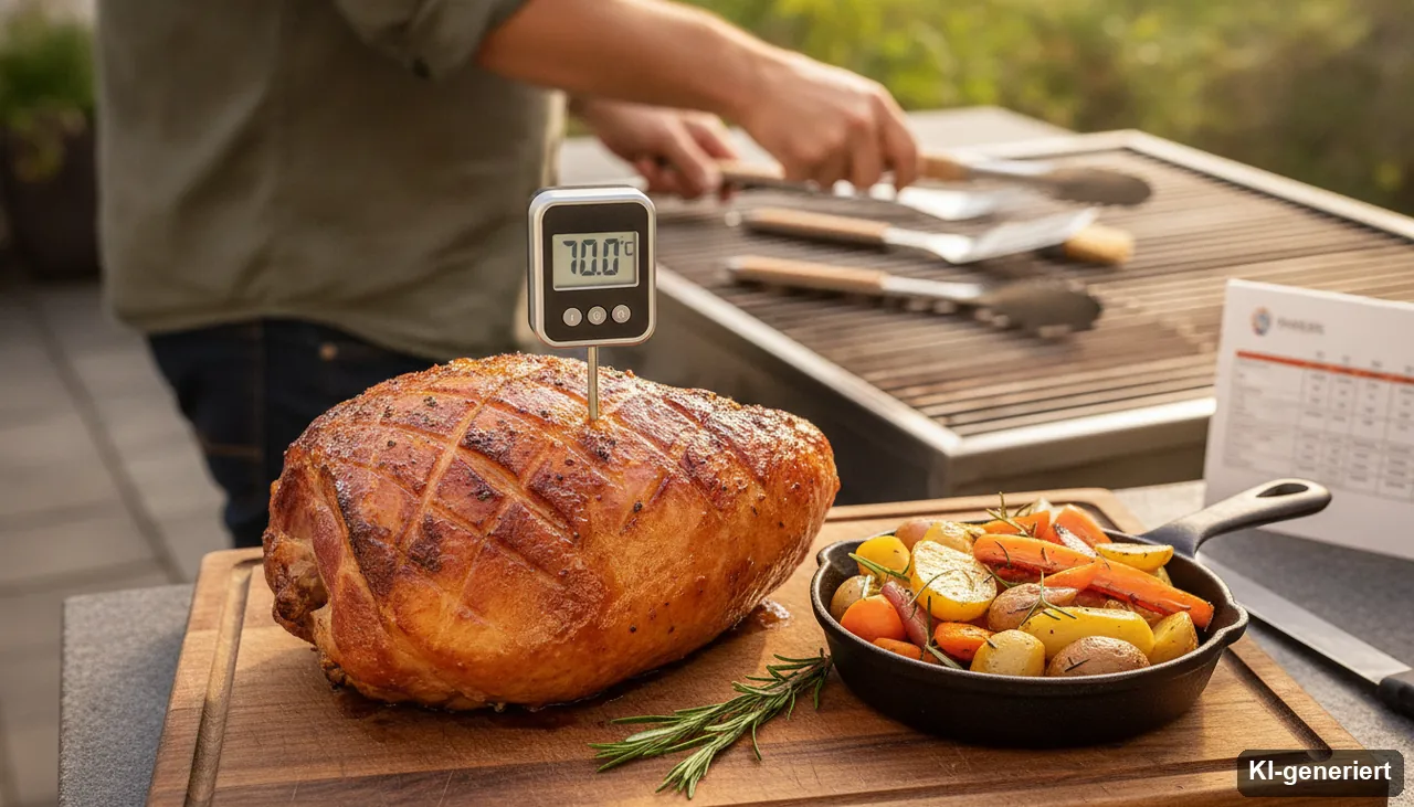 Optimale Backschinken Kerntemperatur (KI-generiertes Bild)