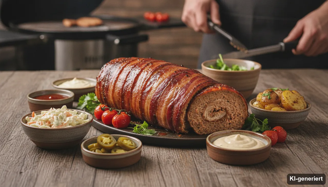 Bacon Bomb Beilagen & Soßen (KI-generiertes Bild)
