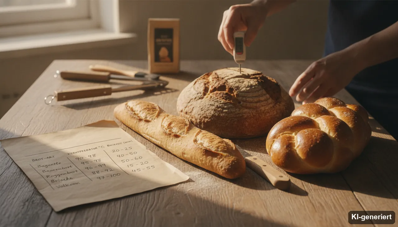 Brot Kerntemperatur - Tabelle für Baguette, Bauernbrot & mehr (KI-generiertes Bild)