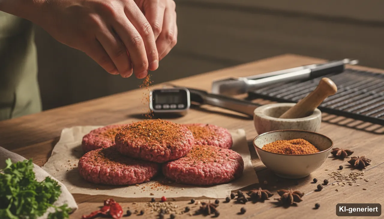 Burger würzen  - so geht's (KI-generiertes Bild)