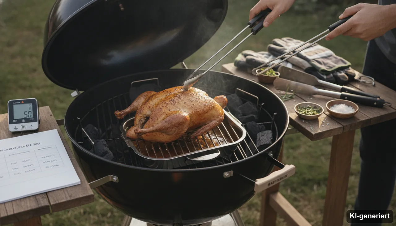 Ente vom Grill - Auf Kugelgrill indirekt garen (KI-generiertes Bild)