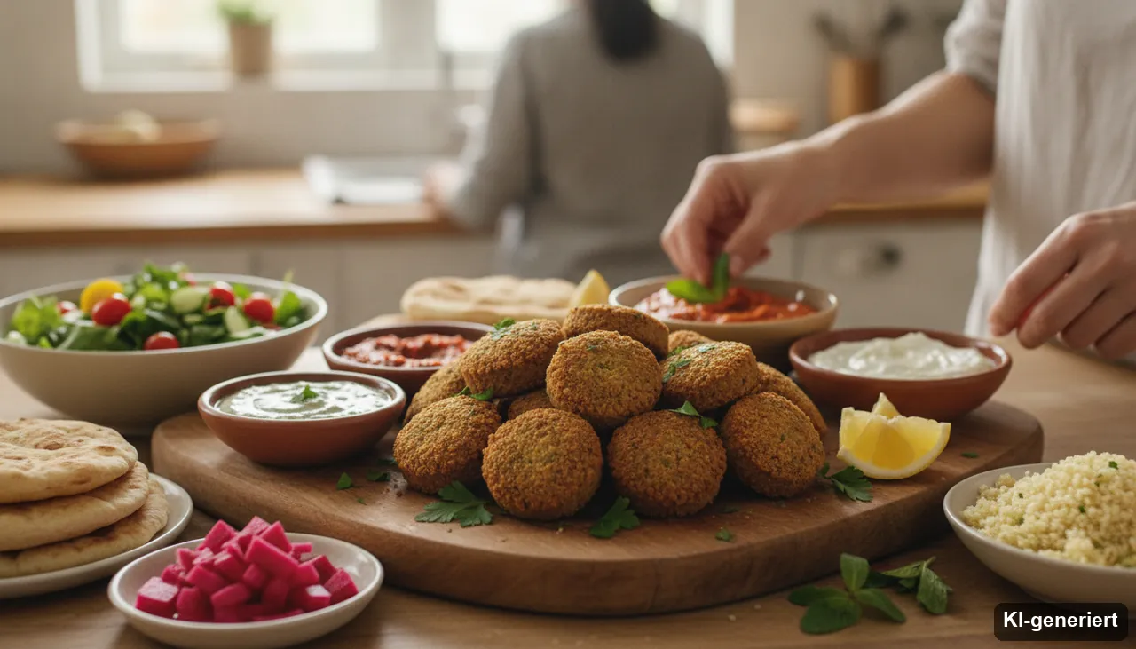 Falafel Beilagen & Soßen - Was passt dazu? (KI-generiertes Bild)