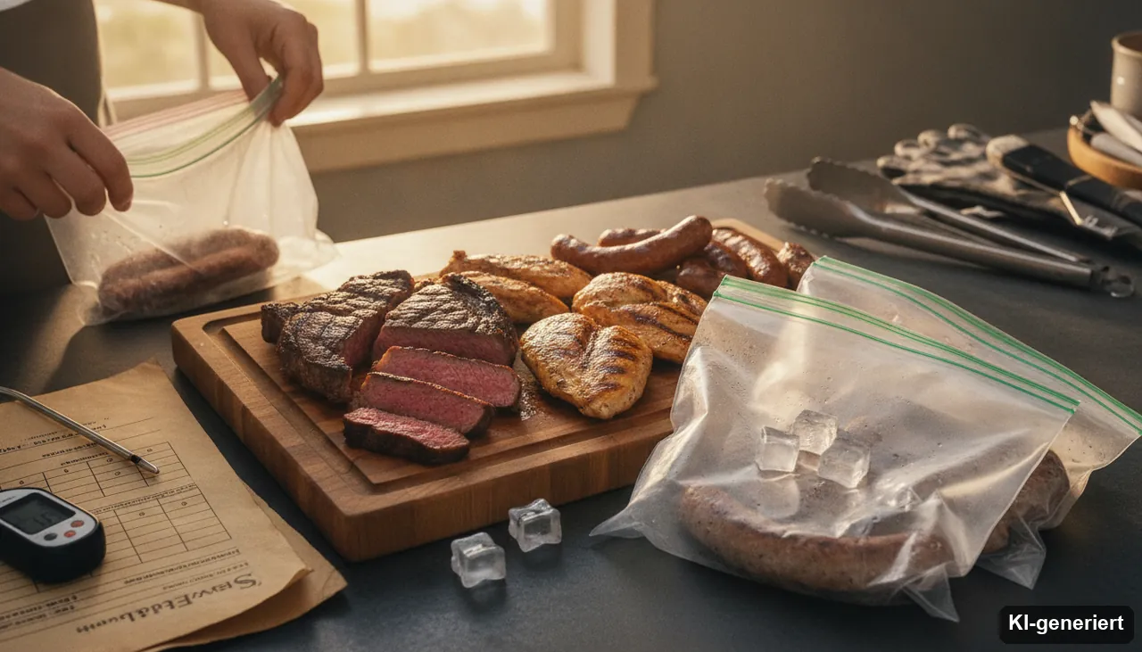 Gegrilltes Fleisch einfrieren, was beachten? (KI-generiertes Bild)