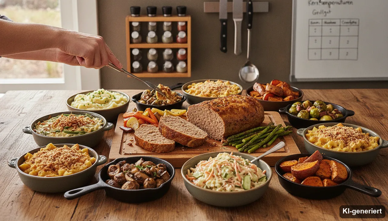 Top-10 Hackbraten Beilagen - Was dazu essen? (KI-generiertes Bild)
