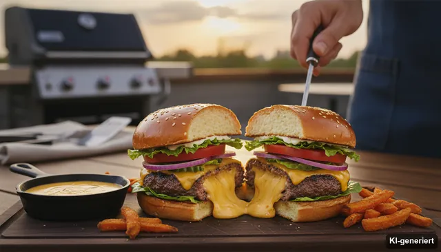Juicy-Lucy - Saftiger Hamburger mit flüssiger Käse-Füllung