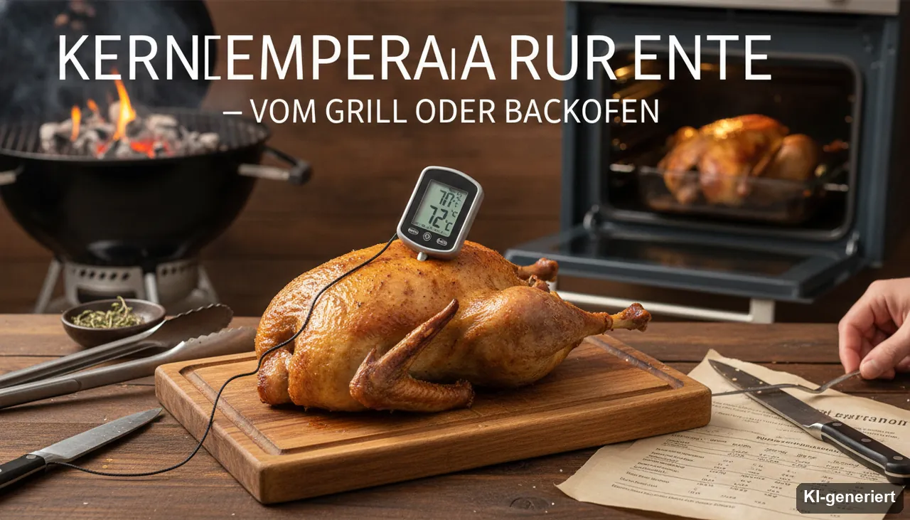 Kerntemperatur Ente - Vom Grill oder Backofen (KI-generiertes Bild)