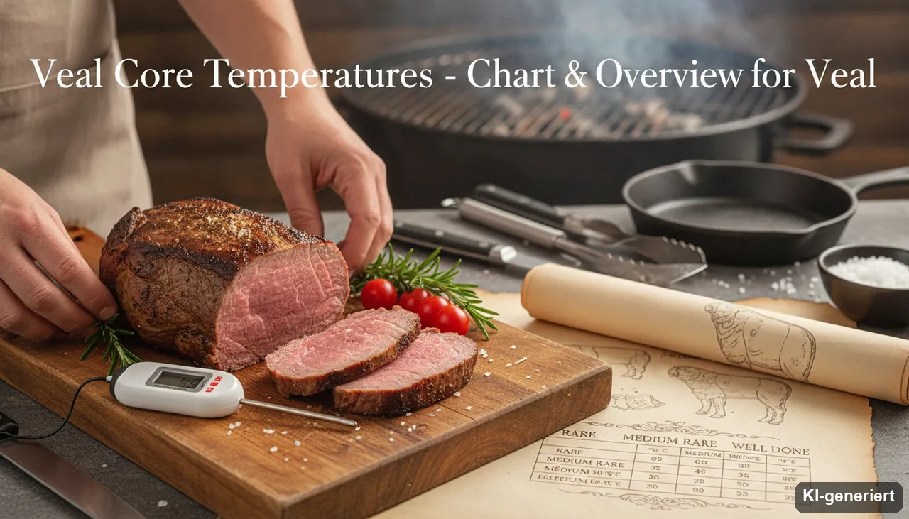 Kerntemperatur Kalb - Tabelle & Übersicht für Kalbsfleisch (KI-generiertes Bild)