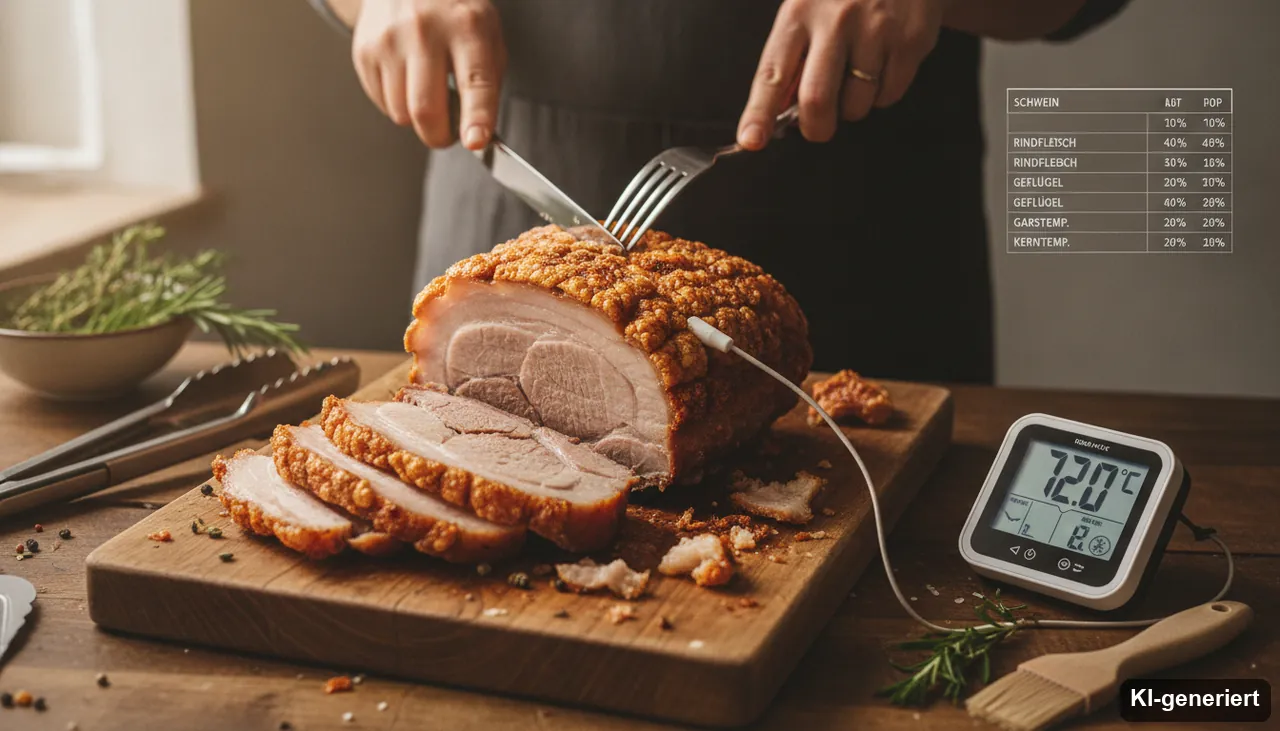 Krustenbraten Kerntemperatur (aus Schweineschulter / Schweinebauch) (KI-generiertes Bild)