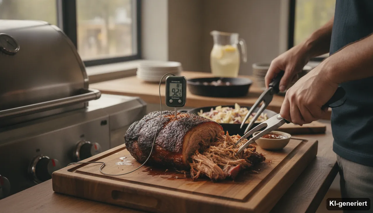 Pulled Pork Kerntemperatur (KI-generiertes Bild)