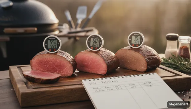 Rehrücken Kerntemperatur für Medium Rare, Rosa & Vollgar