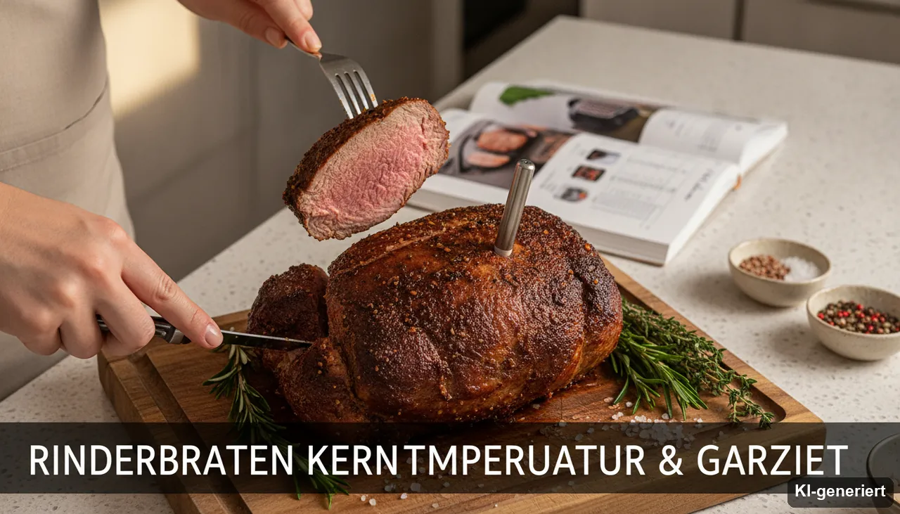 Rinderbraten Kerntemperatur & Garzeit fürs Niedertemperaturgaren (KI-generiertes Bild)