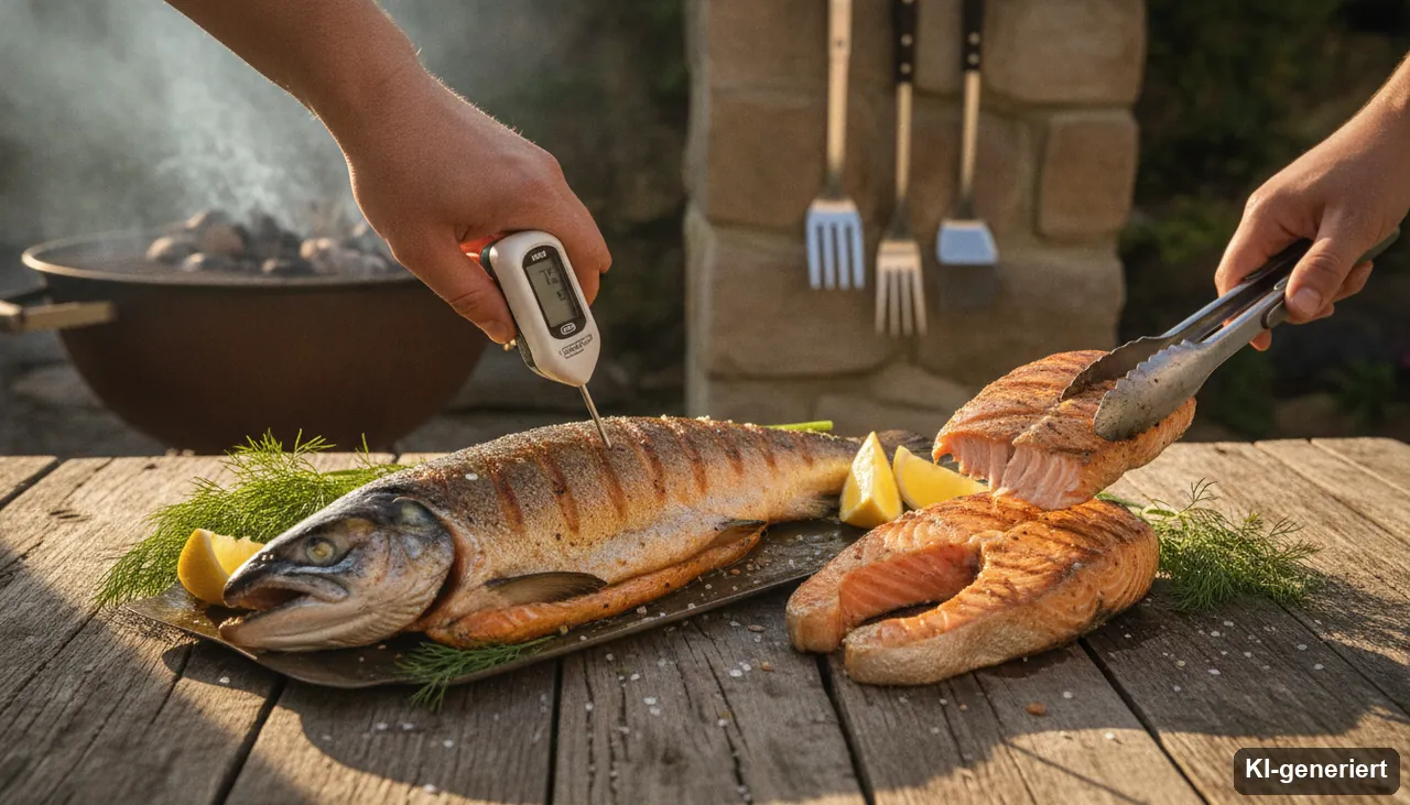 Lachs Kerntemperatur für Filet und ganzen Fisch (KI-generiertes Bild)
