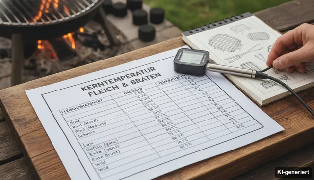 Liste Kerntemperatur - Tabelle für Fleisch & Braten